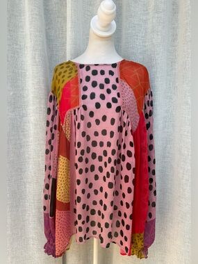 BLNK London multipattern polka dots colorful blouse